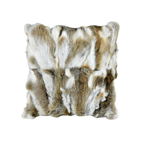 ELK Home 5227-012 Heavy Petting Genuine Rabbit Fur Accent Pillow in Natural Brown