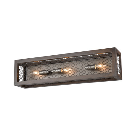 ELK Home D3999 Renaissance Invention 3-Light Wall Sconce in Aged Wood and Wire - Linear