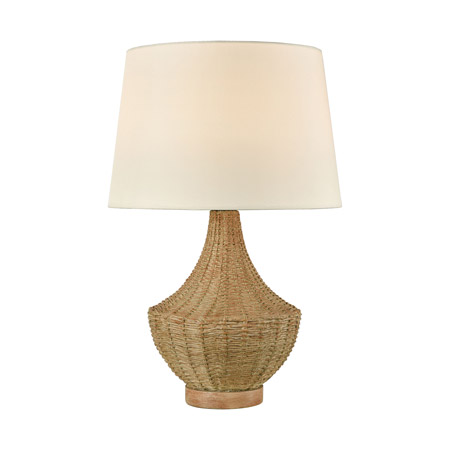 ELK Home D4545 Rafiq Outdoor Table Lamp in Natural Rattan with Off-white Nylon Shade