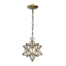 ELK Home 1145-014 Moravian Star 1-Light Mini Pendant in Antique Brass with Clear Glass - Small