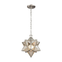ELK Home 1145-022 Moravian Star 1-Light Mini Pendant in Polished Nickel with Silver Mercury Glass -Large