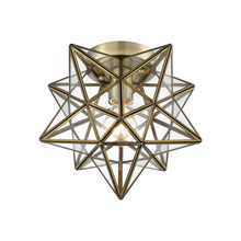 ELK Home 1145-027 Moravian Star 1-Light Flush Mount in Antique Brass with Clear Glass