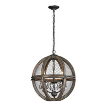 ELK Home 140-007-GM Renaissance Invention 3-Light Chandelier in Aged Wood and Wire - Round