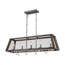 ELK Home D3998 Renaissance Invention 5-Light Linear Chandelier in Aged Wood and Wire