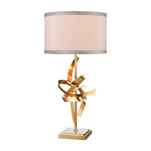 ELK Home D4498 Rhythmic Table Lamp in Gold Leaf and Polished Nickel with a Light Taupe Faux Silk Shade