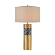 ELK Home D4503 Reinhold Table Lamp in Aged Brass and Black Marble with a Light Taupe Linen Shade