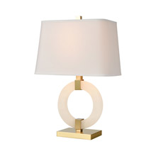 ELK Home D4523 Envrion Table Lamp in Honey Brass with a White Linen Shade