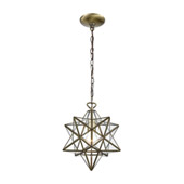 Moravian Star 1-Light Mini Pendant in Antique Brass with Clear Glass - Large - ELK Home 1145-020