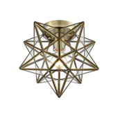 Moravian Star 1-Light Flush Mount in Antique Brass with Clear Glass - ELK Home 1145-027