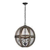 Renaissance Invention 3-Light Chandelier in Aged Wood and Wire - Round - ELK Home 140-007-GM