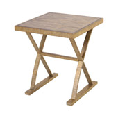 Better Ending Accent Table in Bright Aged Gold and Brown Stained Solid Pine - ELK Home 164-005