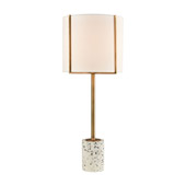 Trussed Table Lamp in White Terazzo and Gold with a Pure White Linen Shade - ELK Home D4551