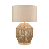 Corsair Table Lamp in Natural Finish with a Mushroom Linen Shade - ELK Home D4555