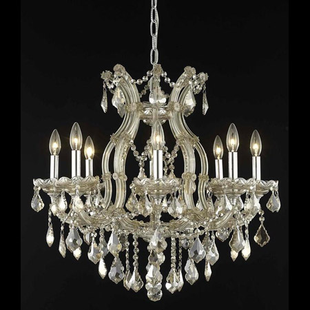 Elegant Lighting 2800D26GT-GT/RC Crystal Maria Theresa Chandelier - Golden Teak (Smoky)