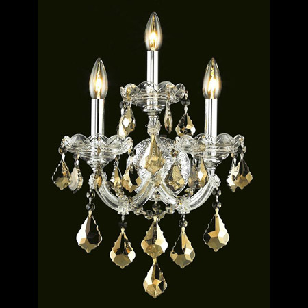 Elegant Lighting 2800W3C-GT/RC Crystal Maria Theresa Wall Sconce - Golden Teak (Smoky)
