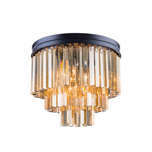 Elegant Lighting 1201F20MB-GT/RC Crystal Sydney Flush Mount Ceiling Light Fixture - Golden Teak (Smoky)