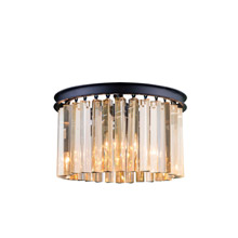 Elegant Lighting 1208F16MB-GT/RC Crystal Sydney Flush Mount Ceiling Light Fixture - Golden Teak (Smoky)