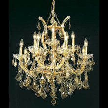 Elegant Lighting 2800D27G-GT/RC Crystal Maria Theresa Chandelier - Golden Teak (Smoky)