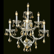 Elegant Lighting 2800W7C-GT/RC Crystal Maria Theresa Wall Sconce - Golden Teak (Smoky)