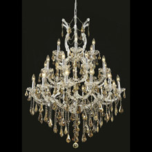 Elegant Lighting 2801D38C-GT/RC Crystal Maria Theresa Chandelier - Golden Teak (Smoky)