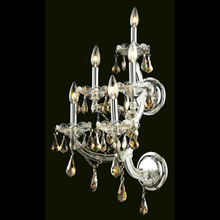 Elegant Lighting 2801W5C-GT/RC Crystal Maria Theresa Wall Sconce - Golden Teak (Smoky)