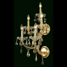 Elegant Lighting 2801W5G-GT/RC Crystal Maria Theresa Wall Sconce - Golden Teak (Smoky)