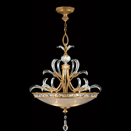Fine Art Handcrafted Lighting 761740 Crystal Beveled Arcs Gold Inverted Pendant