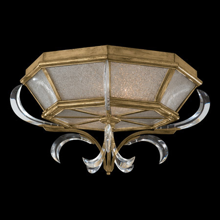 Fine Art Handcrafted Lighting 767640 Crystal Beveled Arcs Gold Flush Mount Ceiling Fixture