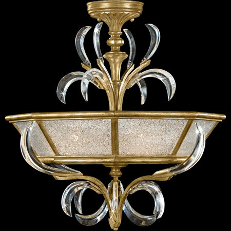 Fine Art Handcrafted Lighting 767740 Crystal Beveled Arcs Gold Semi-Flush Mount Ceiling Fixture