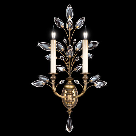 Fine Art Handcrafted Lighting 773150 Crystal Crystal Laurel Gold Wall Sconce