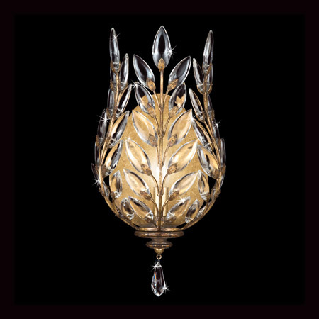 Fine Art Handcrafted Lighting 773850 Crystal Crystal Laurel Gold Smaller Wall Sconce