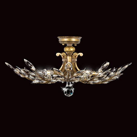 Fine Art Handcrafted Lighting 776240 Crystal Crystal Laurel Gold Semi-Flush Mount Ceiling Fixture