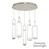 Contemporary Delphi Silver Round 5 Pendant Light Fixture with Downlights - Fine Art Handcrafted Lighting 893040-11