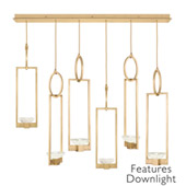 Contemporary Delphi Gold Linear 5 Pendant Light Fixture with Downlights - Fine Art Handcrafted Lighting 893140-21