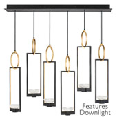 Contemporary Delphi Black Linear 5 Pendant Light Fixture with Downlights - Fine Art Handcrafted Lighting 893140-31