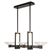 Contemporary Delphi Black Linear Pendant Chandelier with Downlights - Fine Art Handcrafted Lighting 897040-3