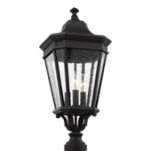 Traditional Cotswold Lane 3 - Light Outdoor Post Lantern - Feiss OL5427BK
