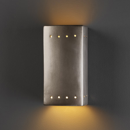 Justice Design CER-0925W-ANTS Ambiance Small Rectangle Outdoor Wall Sconce With Perforations