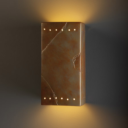 Justice Design CER-0965-SLTR Ambiance Large Rectangle Wall Sconce With Perforations