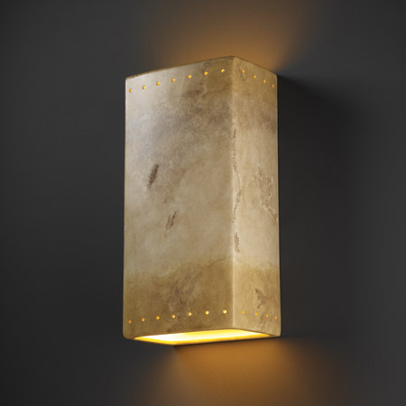 Justice Design CER-1185W-TRAG Ambiance Really Big Rectangle Outdoor Wall Sconce With Perforations