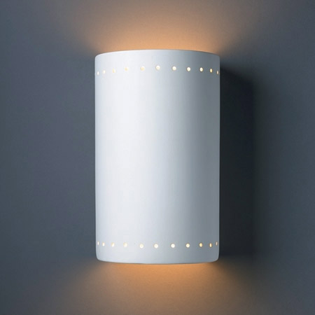 Justice Design CER-1295-BIS Ambiance Large Cylinder Wall Sconce With Perforations