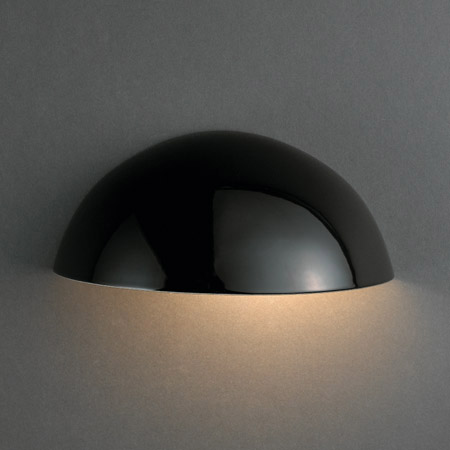 Justice Design CER-1300W-BLK Ambiance Small Quarter Sphere Outdoor Wall Sconce