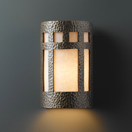 Justice Design CER-5350W-HMBR Ambiance Large ADA Prairie Window Outdoor Wall Sconce