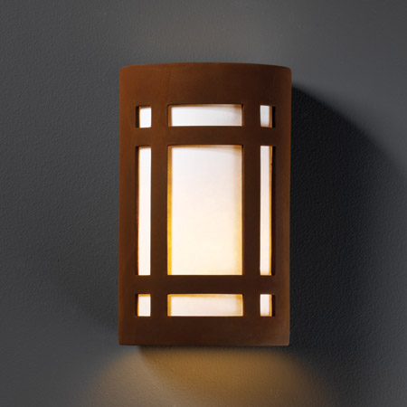 Justice Design CER-5480W-RRST Ambiance Small ADA Craftsman Window Outdoor Wall Sconce