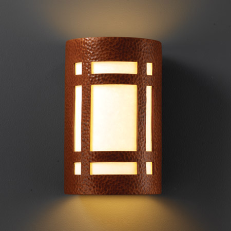 Justice Design CER-5485-HMCP Ambiance Small ADA Craftsman Window Wall Sconce