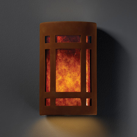Justice Design CER-5485-RRST-MICA Ambiance Small ADA Craftsman Window Wall Sconce