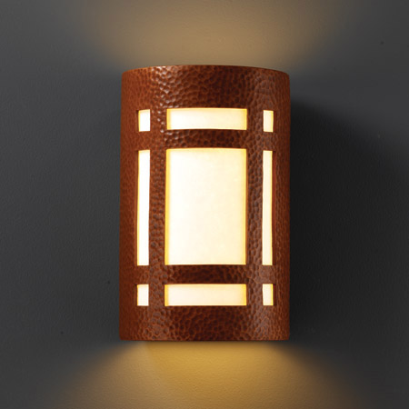 Justice Design CER-5495-HMCP Ambiance Large ADA Craftsman Window Wall Sconce