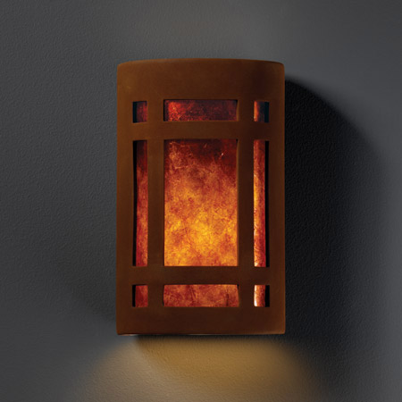 Justice Design CER-5495-RRST-MICA Ambiance Large ADA Craftsman Window Wall Sconce