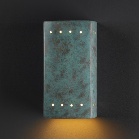 Justice Design CER-5920W-PATV Ambiance Small ADA Rectangle Outdoor Wall Sconce With Perforations