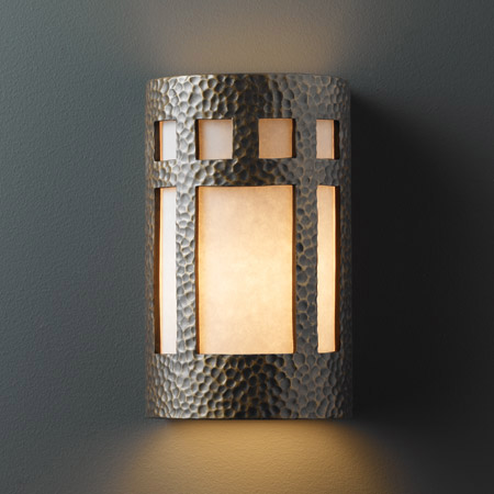 Justice Design CER-7355W-HMBR Ambiance Large Prairie Window Outdoor Wall Sconce